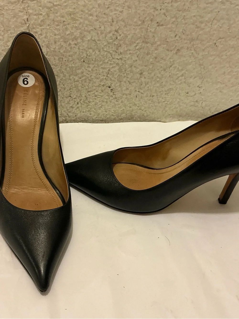 Celine Paris Black Leather Pointed Toe Pumps - Women’s Size 36.5